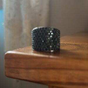 Pave Black Spinel Ring Sterling Silver. Size 7
